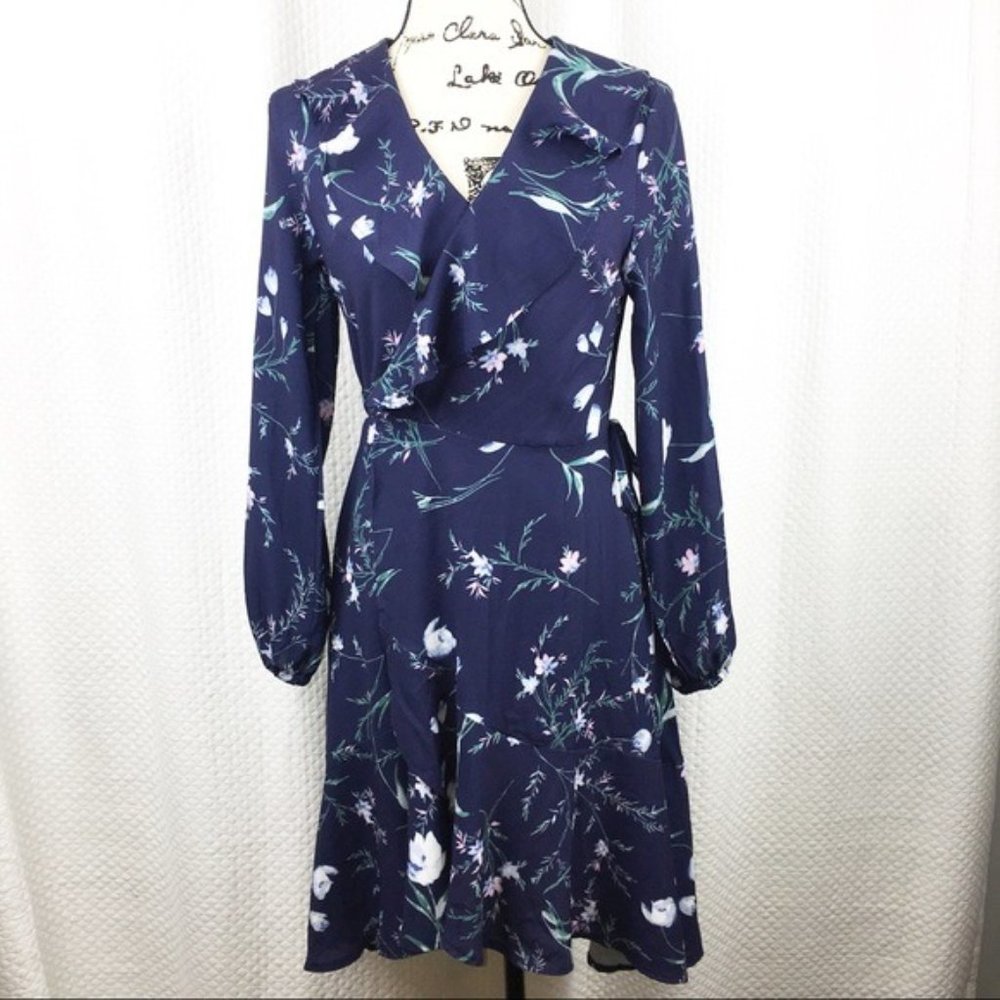 FFLMYUHULIU Floral Print V Neck Wrap Dress S NWT